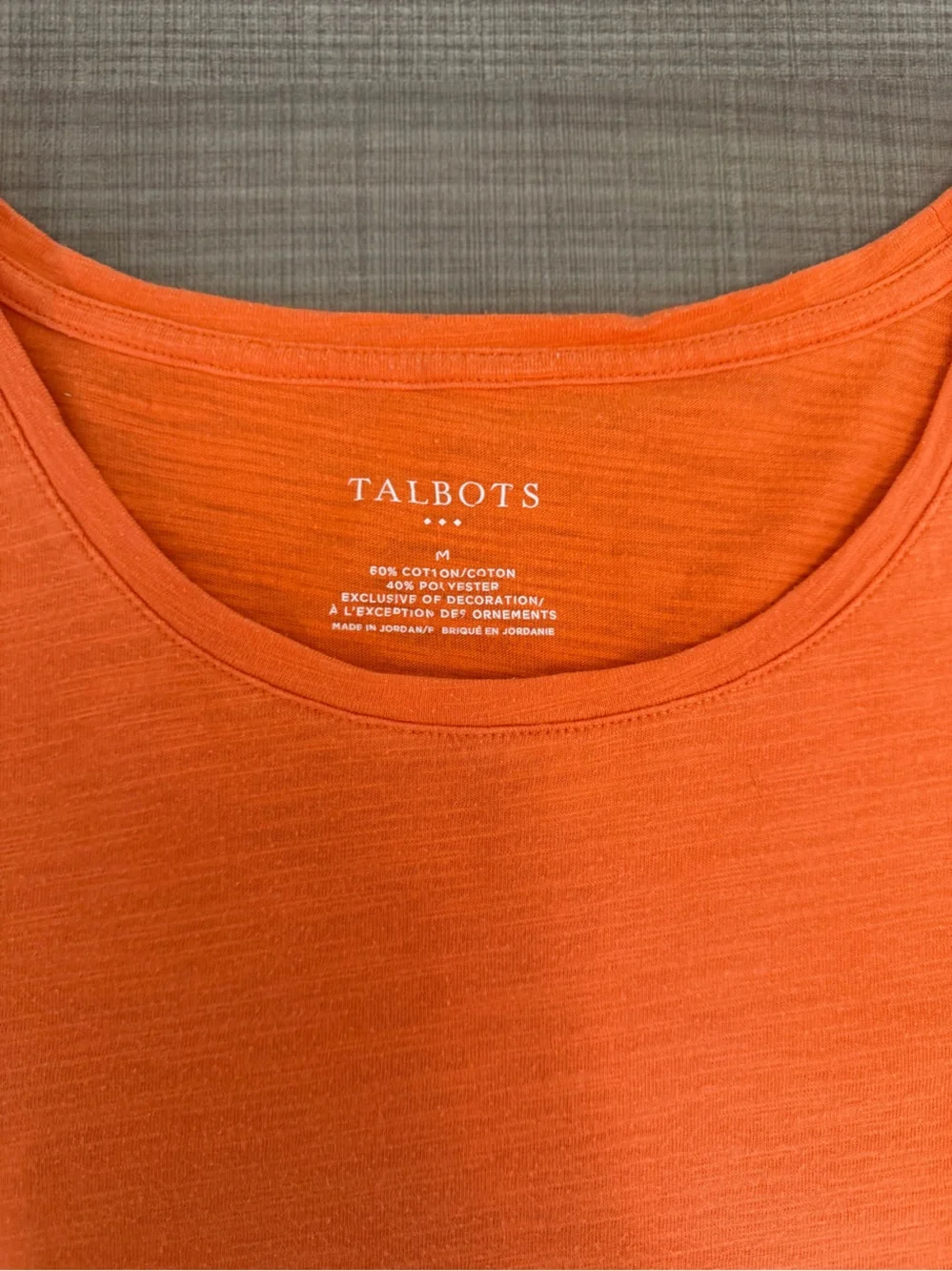 Talbots Orange Short-Sleeve Top with Crochet Trim Size M